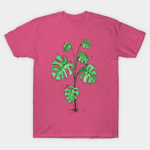 Monstera deliciosa green version T-Shirt by Bwiselizzy